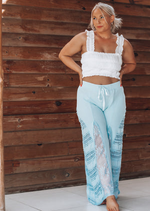 Boho Babe Baby Blue Lace Detailed Pant