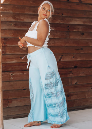 Boho Babe Baby Blue Lace Detailed Pant