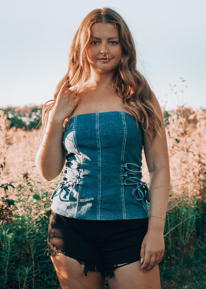 Delilah Denim Bustier Top