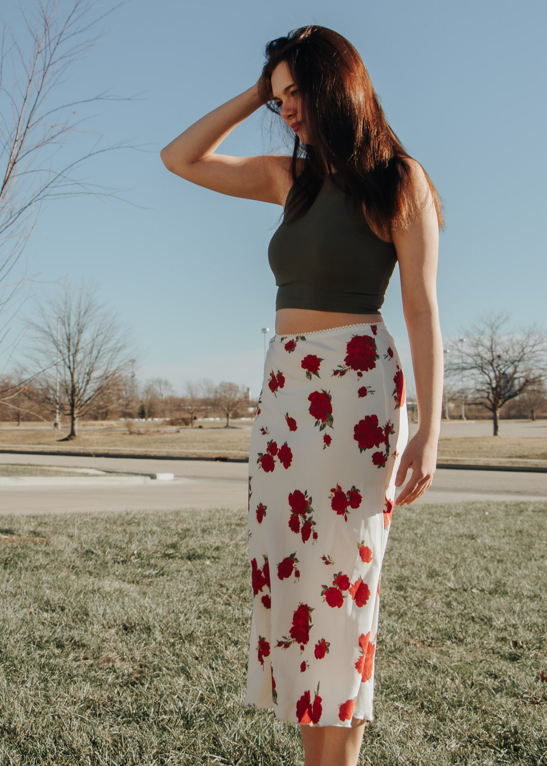 Romantic Rose Midi Skirt