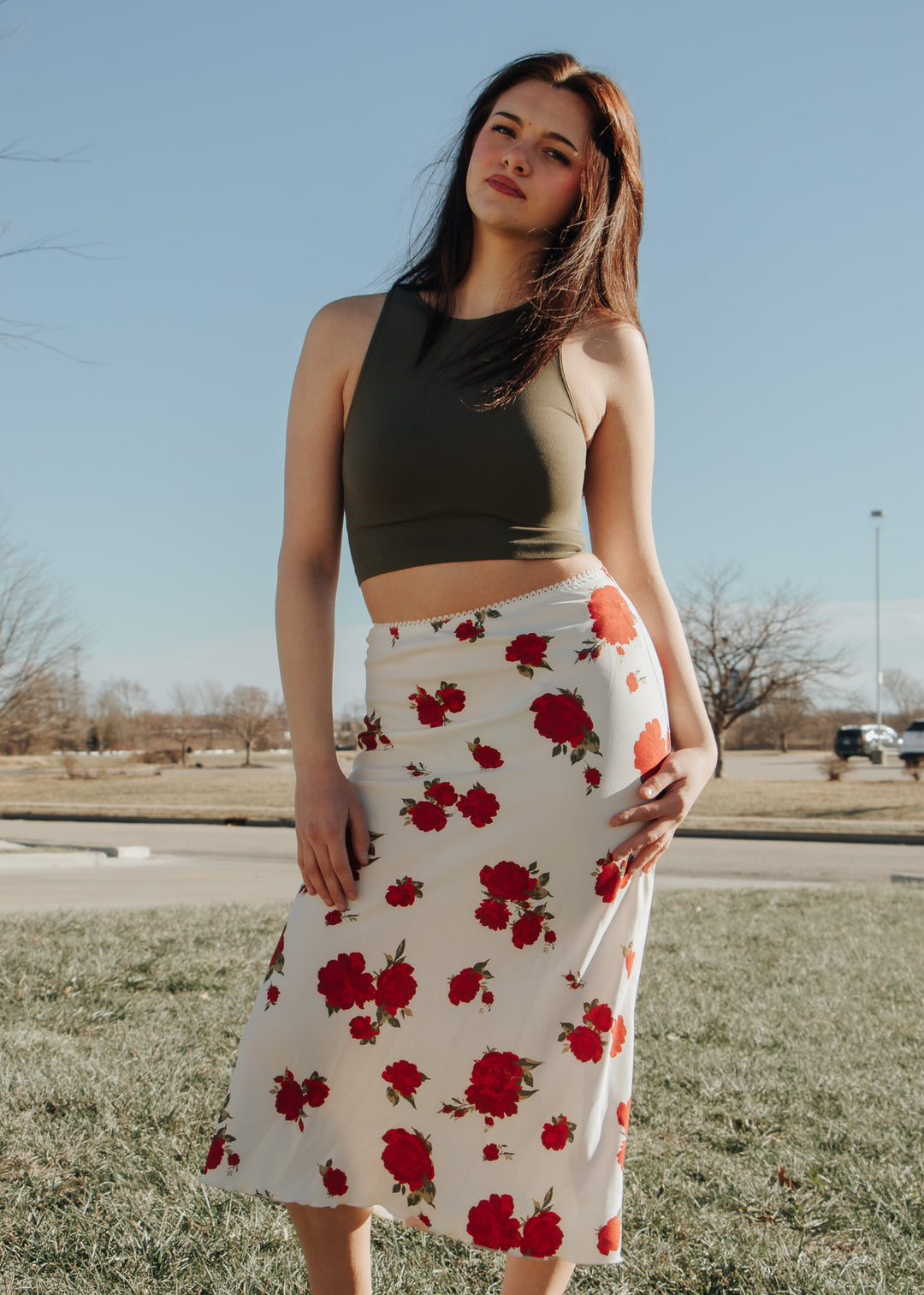 Romantic Rose Midi Skirt