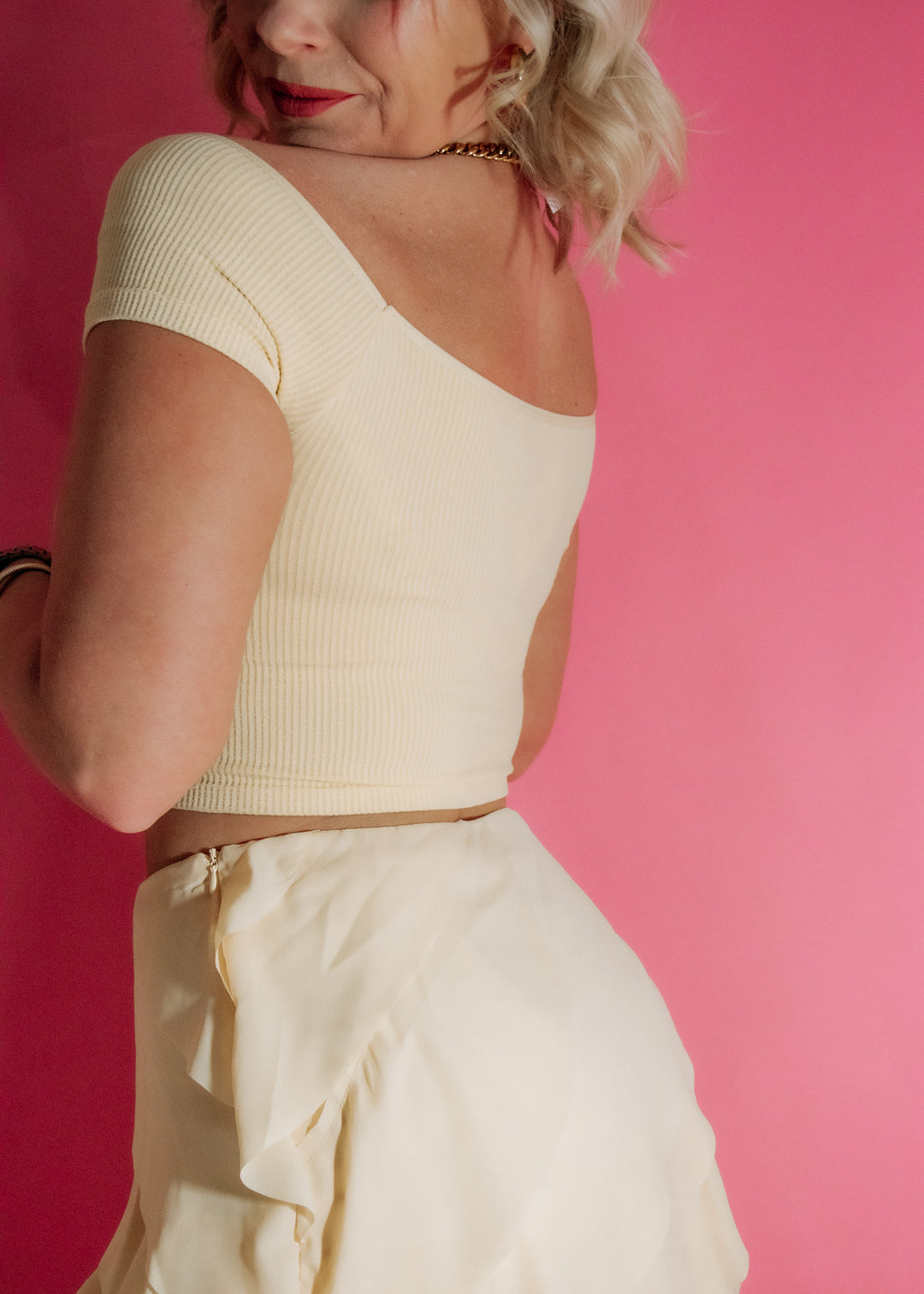 Mustard Ribbed Crop Top