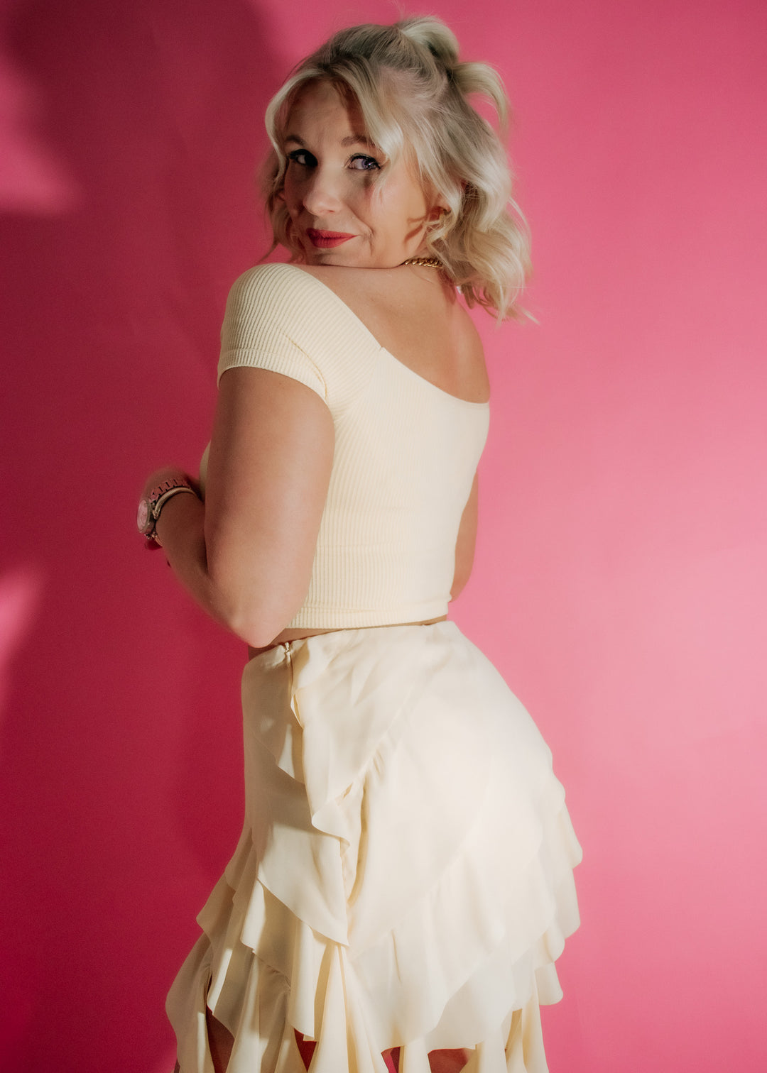 Mustard Ribbed Crop Top