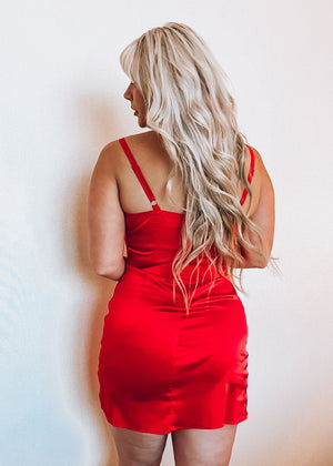 Red Hot Satin Slip Dress