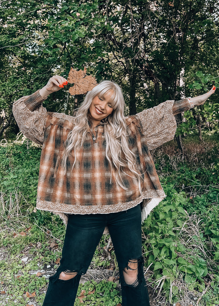 Mountain Girlie Brown Plaid Top