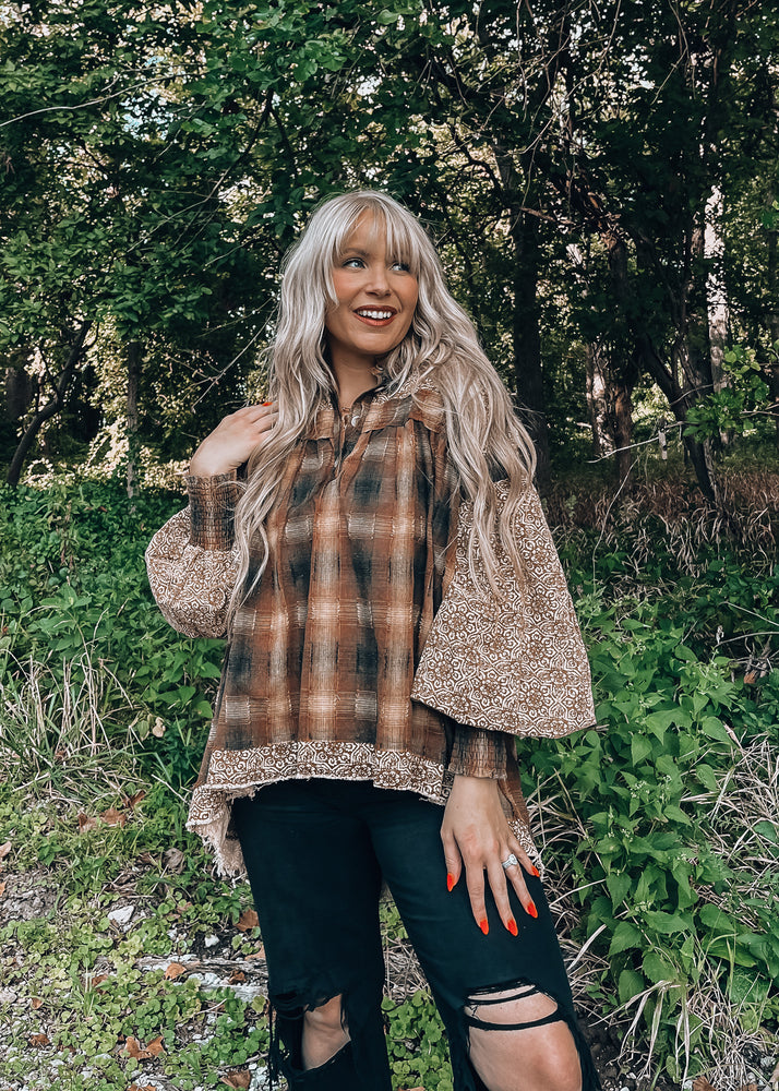 Mountain Girlie Brown Plaid Top