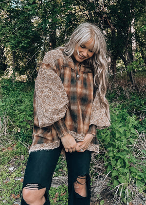 Mountain Girlie Brown Plaid Top