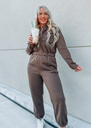 Hot Mocha Sweat Jumpsuit