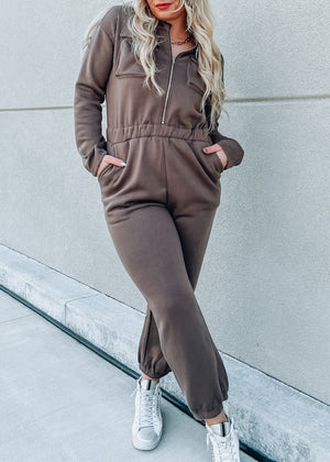 Hot Mocha Sweat Jumpsuit