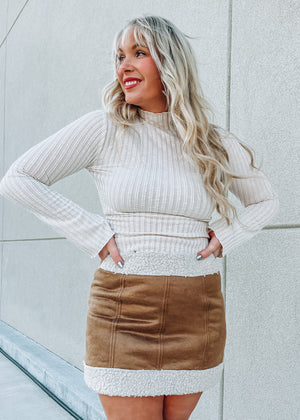 Snowed In Sherpa Trim Skirt