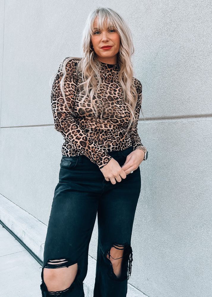 Posh Leopard Print Mesh Top