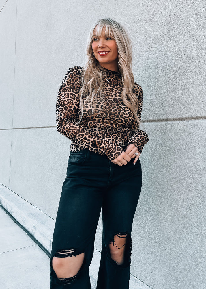 Posh Leopard Print Mesh Top