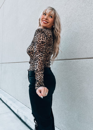 Posh Leopard Print Mesh Top