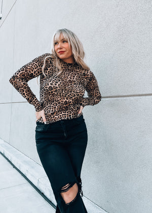 Posh Leopard Print Mesh Top