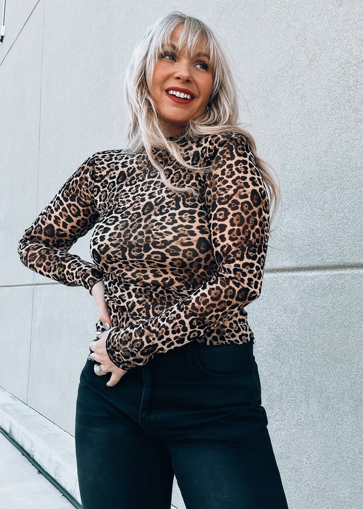 Posh Leopard Print Mesh Top