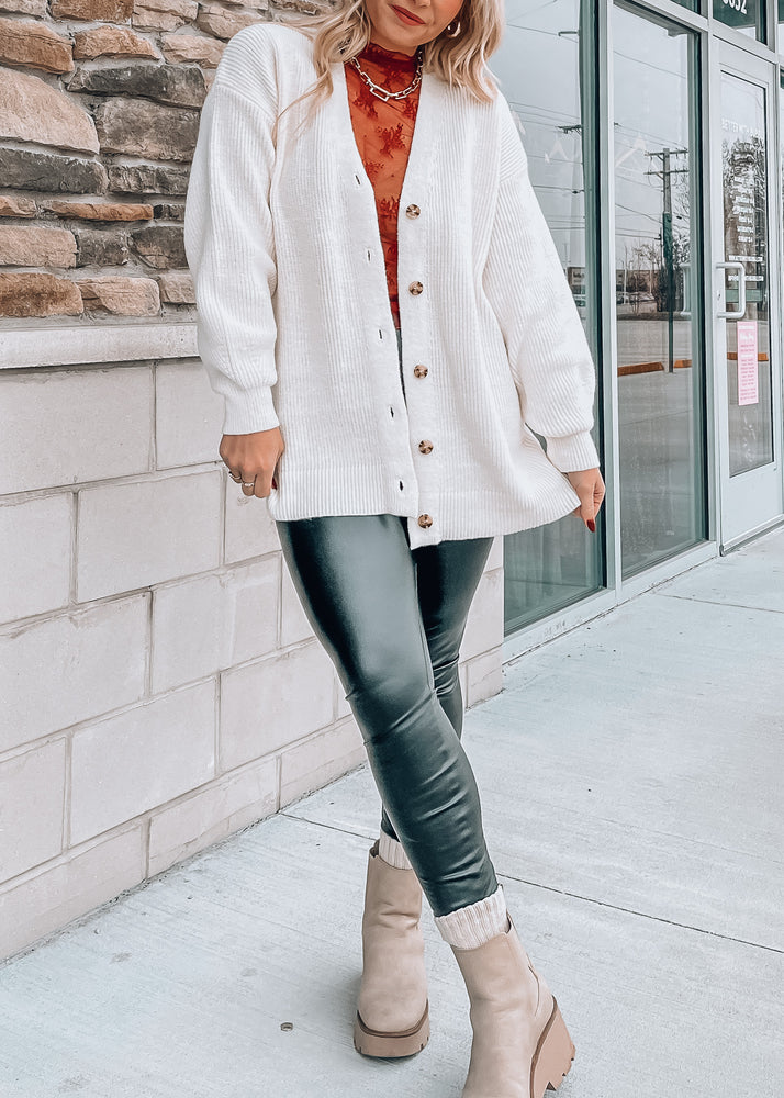 Ivory Oversized Knit Cardigan