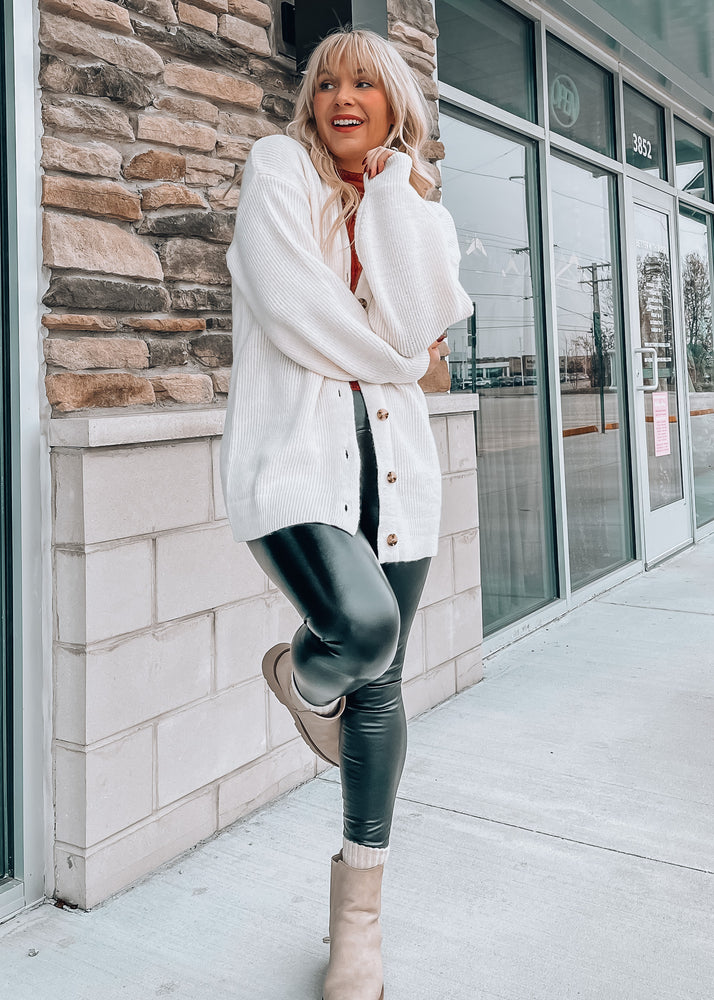 Ivory Oversized Knit Cardigan