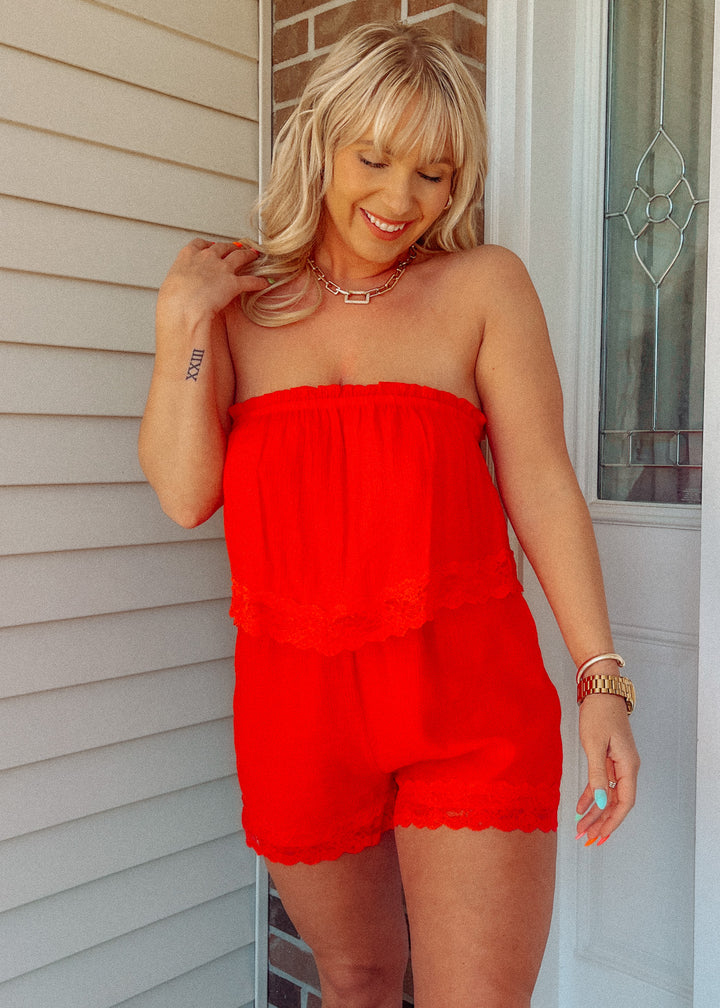 Dockside Date Red Romper