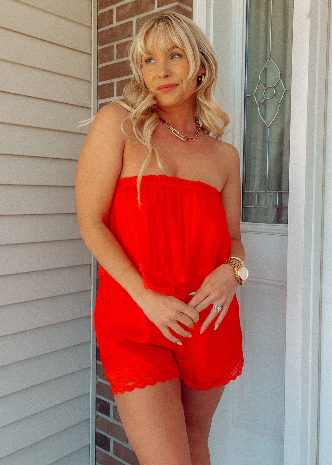 Dockside Date Red Romper