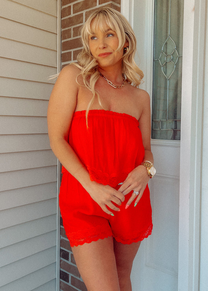 Dockside Date Red Romper