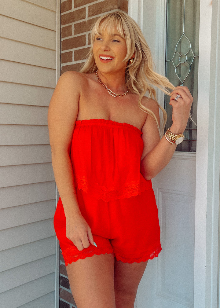 Dockside Date Red Romper