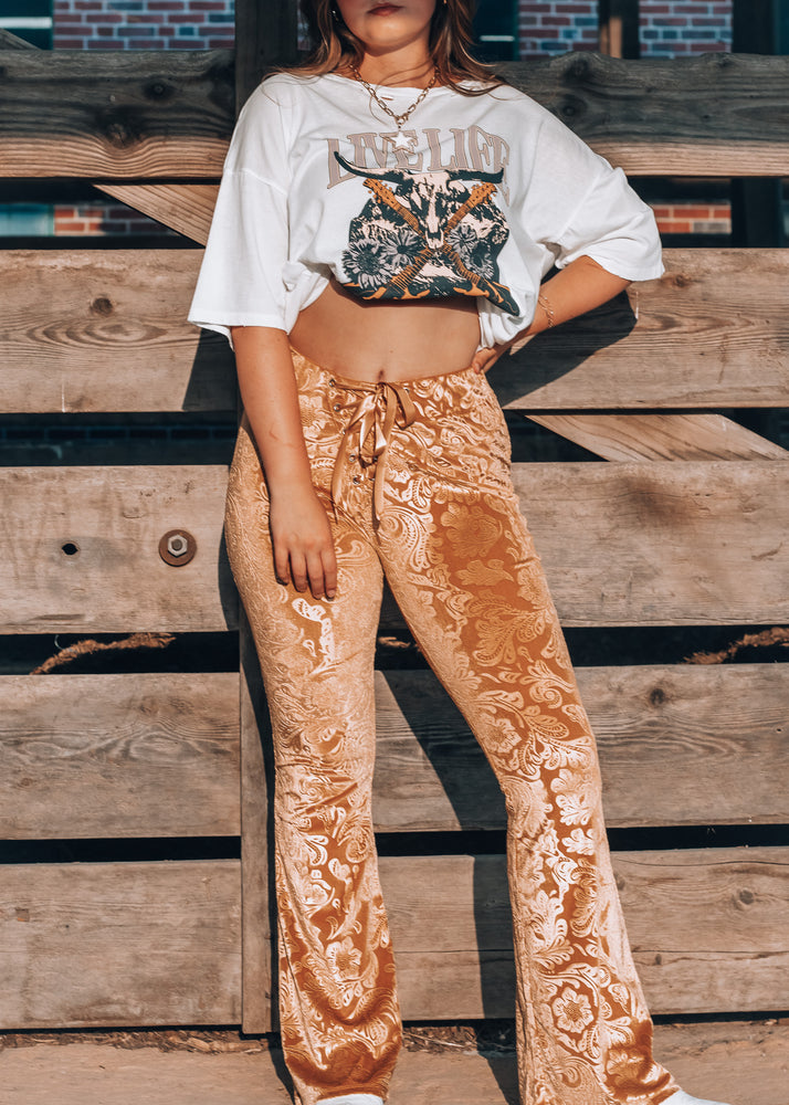 Stay Golden Paisley Flare Pants