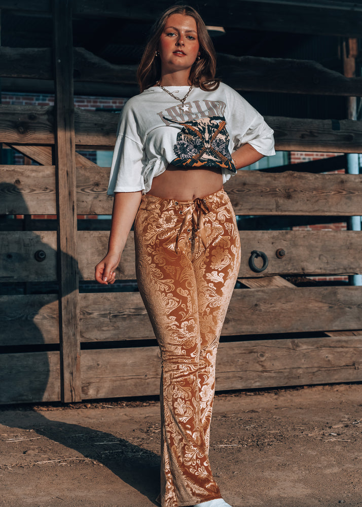 Stay Golden Paisley Flare Pants