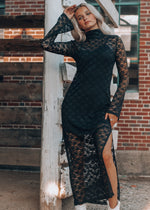 Mysterious Black Lace Long Sleeve Dress