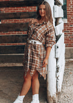 Harvest Season Plaid Button Down Dress