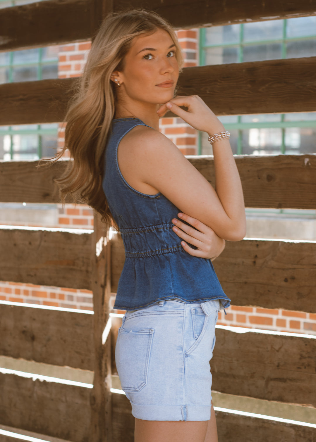 Delaney Denim Tie Top