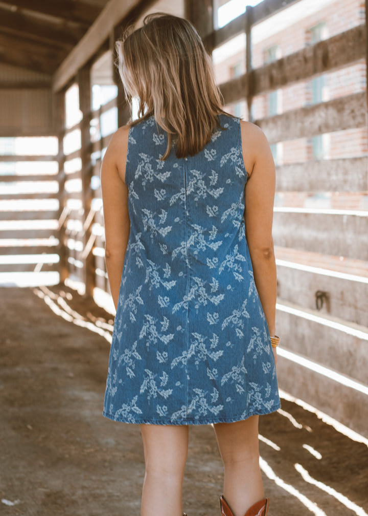 floral denim dress 