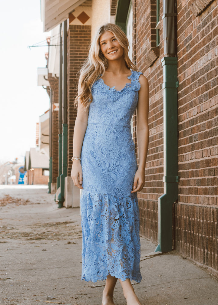 blue lace dress