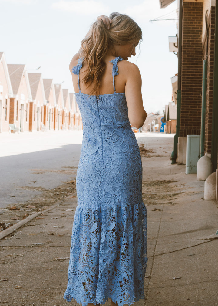 blue lace maxi dress 