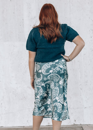 Sunday Stroll Floral Satin Midi Skirt