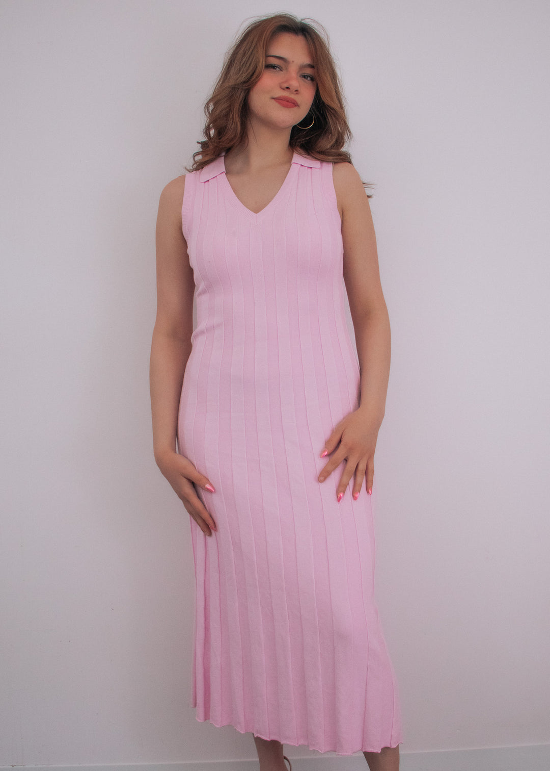 pink ribbed maxi dress Inspiring Poise Ribbed Bodycon Maxi Dress (Pink)