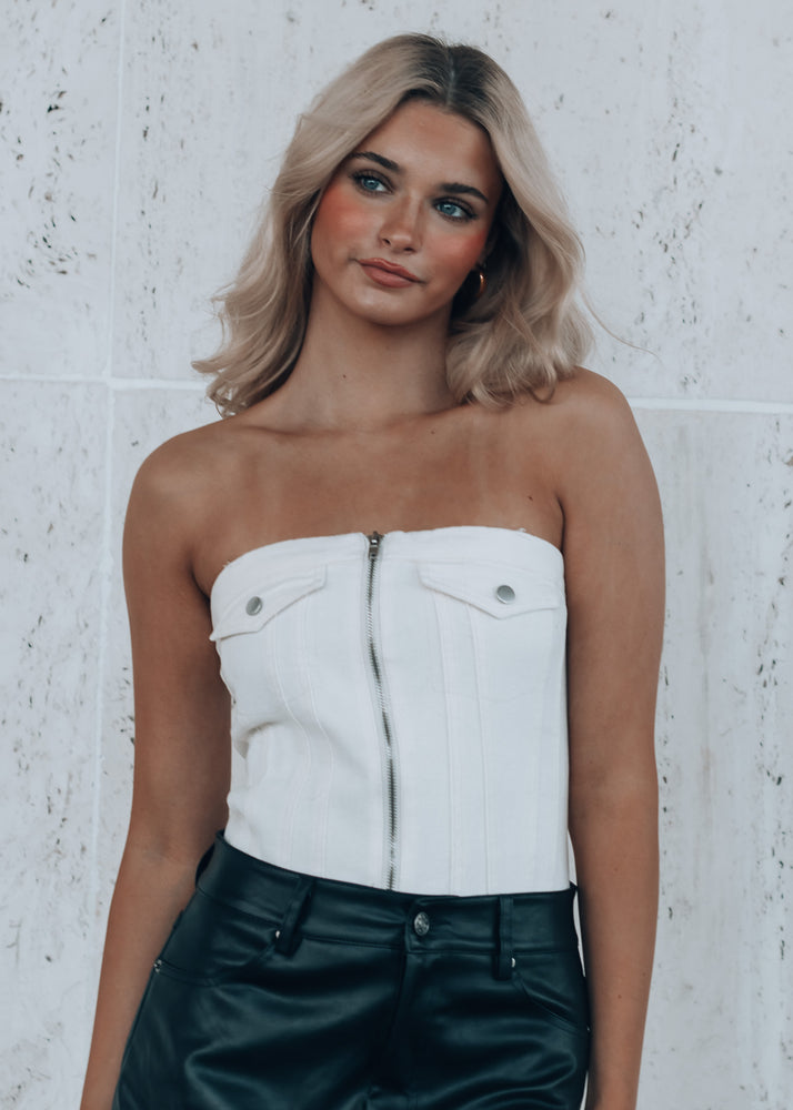 SoHo Cream Denim Top