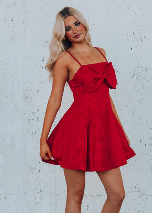 Cute as a Bow Red Mini Dress