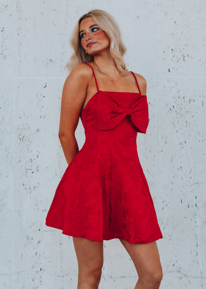 Cute as a Bow Red Mini Dress