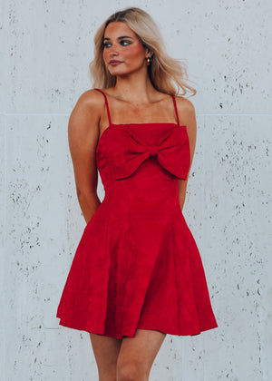 Cute as a Bow Red Mini Dress