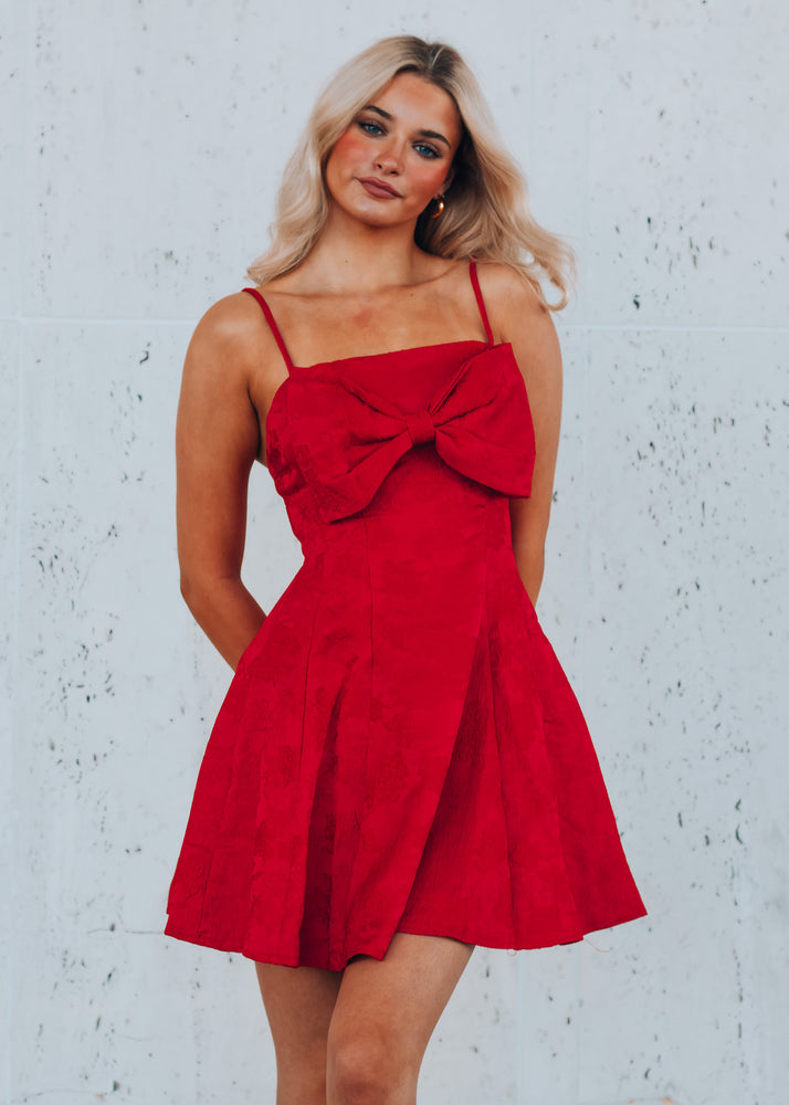 Cute as a Bow Red Mini Dress