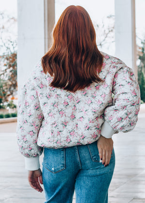 Feeling Fine Floral Quilted Bomber Coat