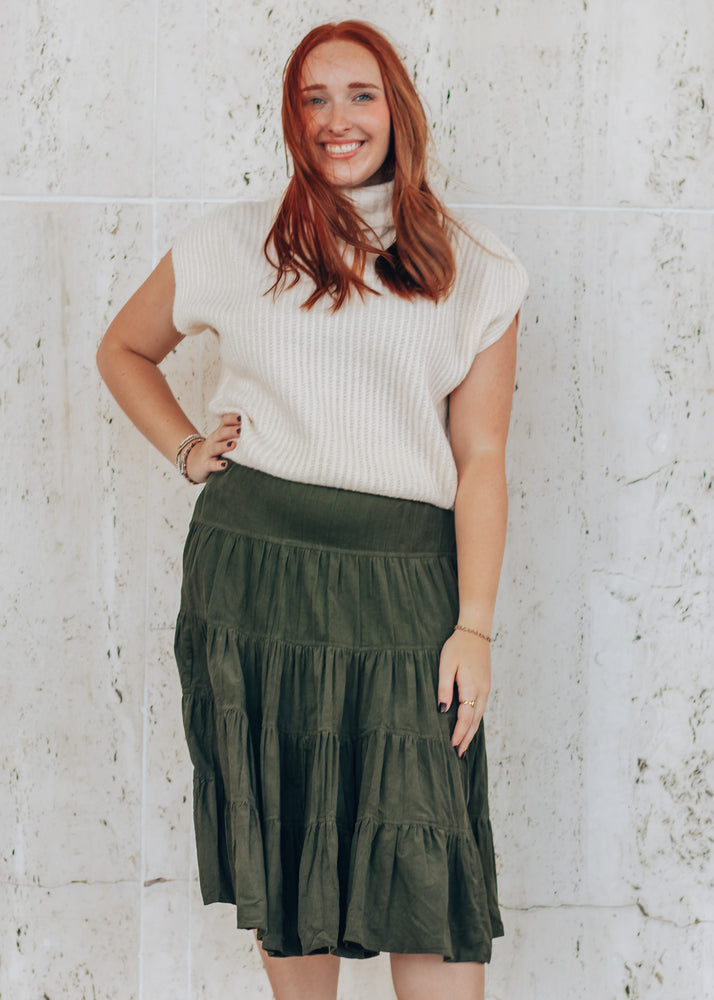 The Hostess Olive Shift Skirt