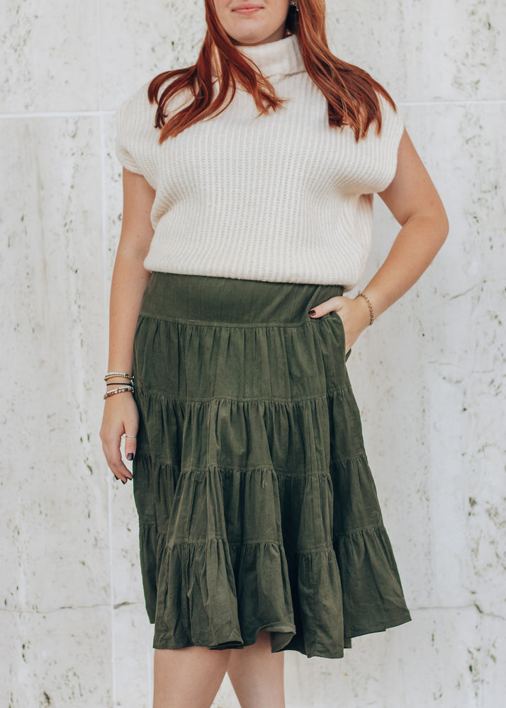 The Hostess Olive Shift Skirt