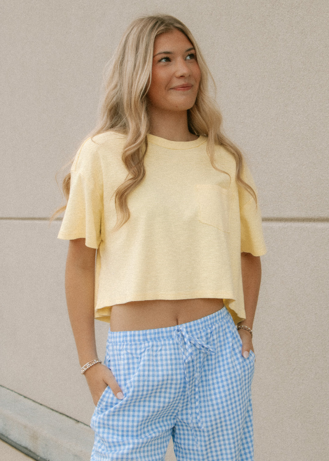 Pale Yellow Pocket Tee