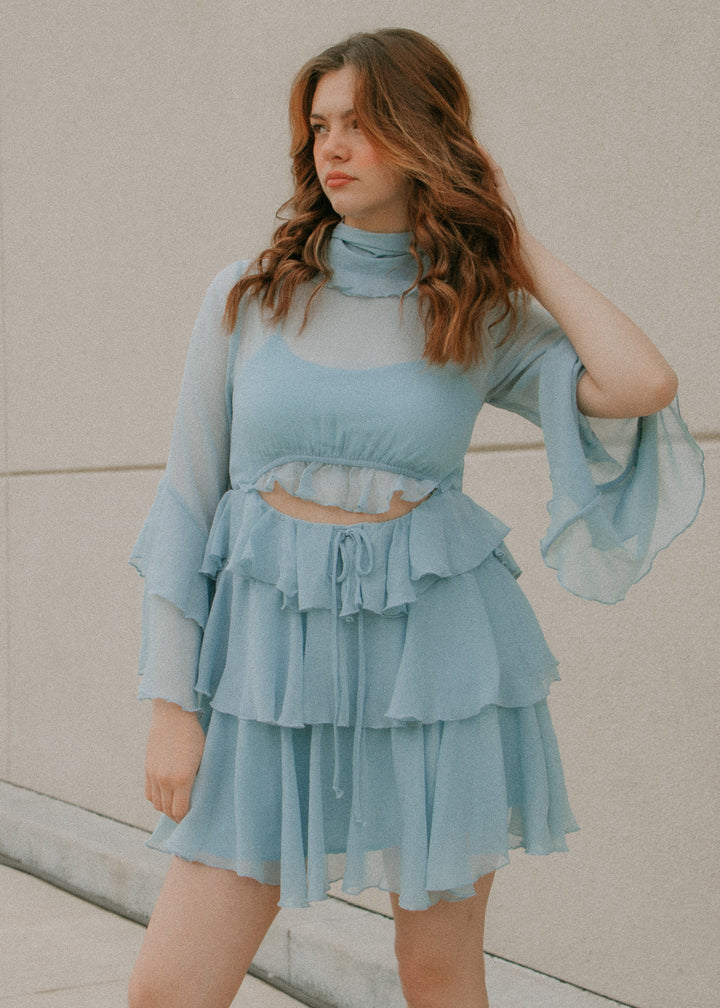 Forget Me Not Ruffle Blue Dress