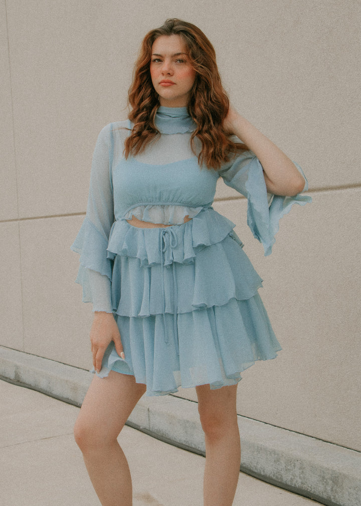 Forget Me Not Ruffle Blue Dress