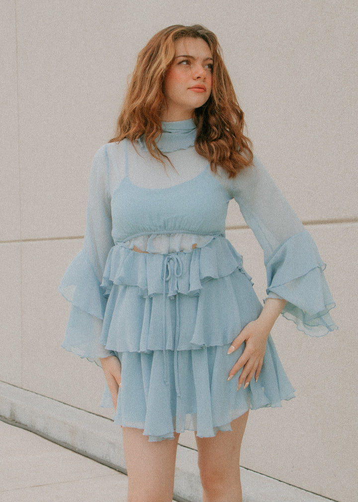 Forget Me Not Ruffle Blue Dress