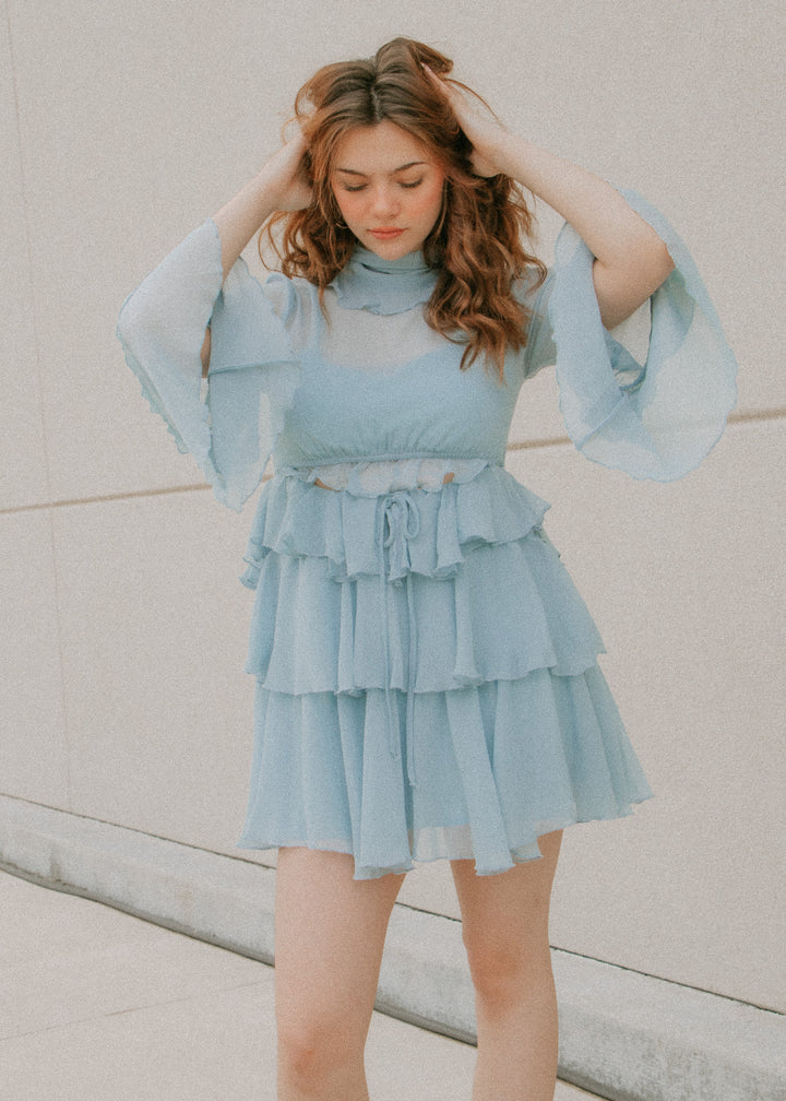 Forget Me Not Ruffle Blue Dress