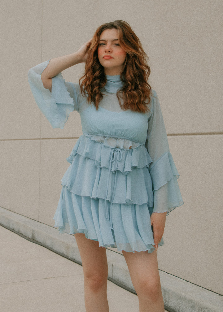 Forget Me Not Ruffle Blue Dress