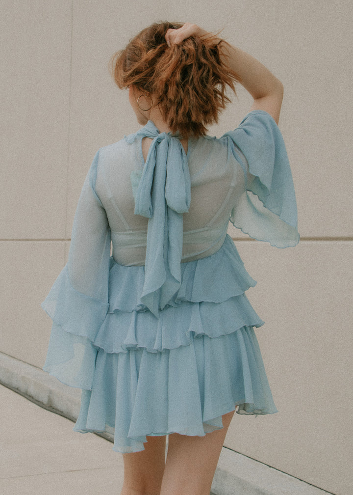 Forget Me Not Ruffle Blue Dress